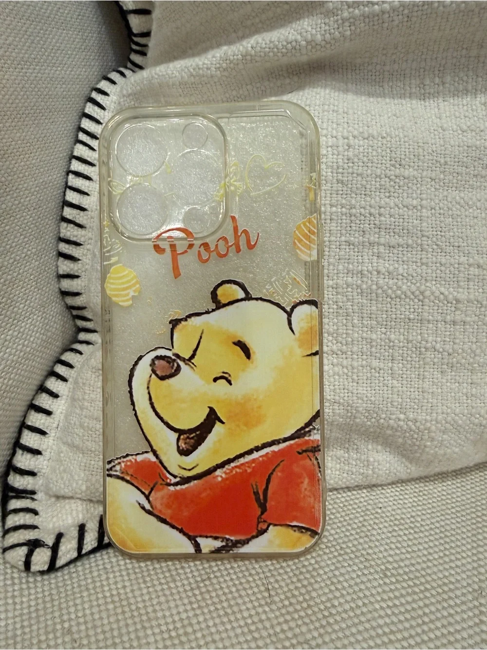 Clear Pooh iPhone 14 Pro Case - Yellow & Red